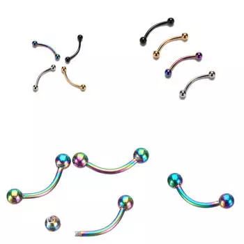 Изогнутая штанга из нержавеющей стали, кольцо для бровей, пирсинг для бровей, украшения для тела серебряный