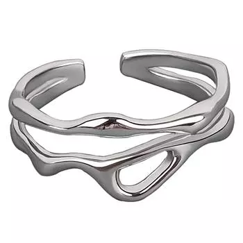 Изогнутые кольца с двойной линией, нерегулярные полые геометрические кольца, ювелирные изделия, регулируемые открытые кольца, модный аксессуар для женщин
