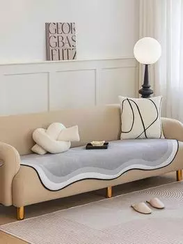 Изогнутые края, нескользящее диванное полотенце, модная линия края, подушка для дивана, дышащие универсальные коврики неправильной формы для украшения гостиной 70x70cm 1pcs