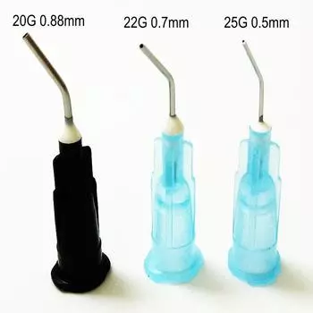 Изогнутые наконечники игл для ирригации зубов, стоматологическая композитная смола, локоть для полоскания, черный, 20 г/22 г/25 г, одноразовые стоматологические материалы 200 pcs 20G 0.88mm