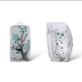 Изогнутые прямоугольные блестящие серьги со стразами Blossom и сливой синий