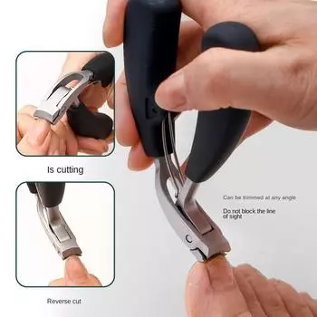 Изогнутые щипчики для ногтей с большим раскрытием, тройное отделение для защиты от брызг. Щипчики для ногтей для пожилых людей с толстыми ногтями на ногах. Прочные. 1PCS серебряный