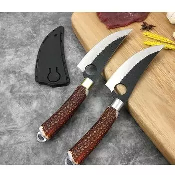 Изогнутый нож из нержавеющей стали ручной ковки Hammer, многоцелевой нож, нож для убоя и разделки, нож для обвалки свиней и овец, нож для очистки от кожуры золотой