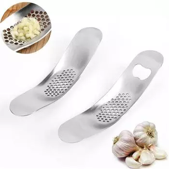Изогнутый пресс для чеснока из нержавеющей стали, ручная измельчитель для имбиря, толкушка, многофункциональная измельчитель, кухонные гаджеты для фруктов и овощей
