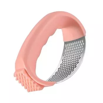 Изогнутый пресс для чеснока из нержавеющей стали, измельчитель, ручная мясорубка, толкушка для имбиря розовый