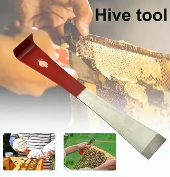 Изогнутый скребок для улья J-образной формы из нержавеющей стали, многофункциональный инструмент для пчеловодства серебряный/красный