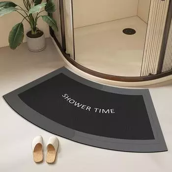 Изогнутый веерообразный коврик для пола в ванной комнате Коврик для душевой комнаты Диатомовая грязь Сильный впитывающий коврик Противоскользящий коврик для ног на дверь ванной комнаты 40 * 75CM