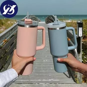 Изолированная бутылка для воды из нержавеющей стали 304, 1200 мл, термокофейная автомобильная чашка, холодные и горячие кружки, термос с ручкой, соломинка, для спорта