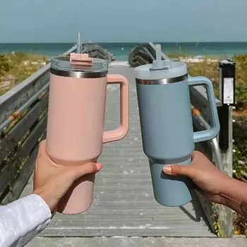 Изолированная бутылка для воды из нержавеющей стали 304, 1200 мл, термокофейная автомобильная чашка, холодные и горячие кружки, термос с ручкой, соломинка, для спорта