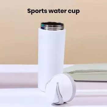 Изолированная бутылка для воды из нержавеющей стали, 600 мл, с соломой, устойчивая к утечке, большая емкость, стакан для питья, не содержащий BPA, пищевой класс 600ML