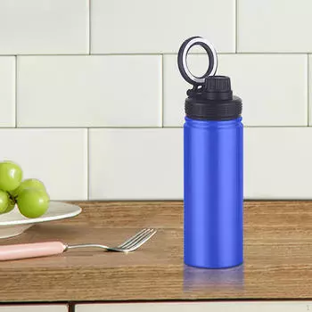 Изолированная бутылка для воды из нержавеющей стали с держателем для телефона без помощи рук для активного образа жизни синий