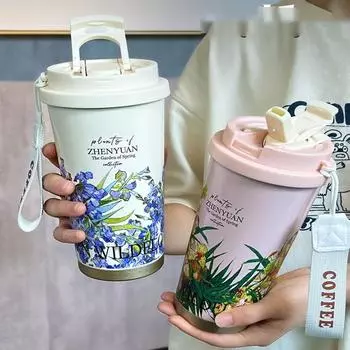 Изолированная чашка для мужчин и женщин, эстетически значимая кофейная чашка из нержавеющей стали 316, подарочная чашка для студентов на открытом воздухе 530ml розовый