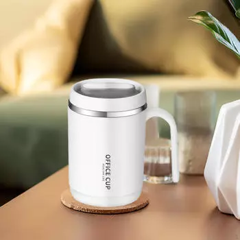 Изолированная чашка для питья автомобильной воды с крышкой, большая емкость, термокофе из нержавеющей стали белый