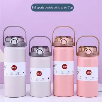 Изолированная чашка для воды Легко чистить Легко переносить - дизайн крышки Простота использования Прочная и герметичная чашка для воды из нержавеющей стали 1000ml