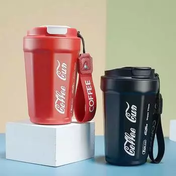 Изолированная чашка из нержавеющей стали 304, кофейная чашка, 400 мл, автомобильный портативный бытовой подарок, термос, кувшин, веревка, многоугольная чашка для женщин, мужчин, детей 400ml красный