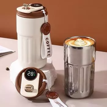 Изолированная чашка из нержавеющей стали 316 с дисплеем температуры, кофейная чашка, интеллектуальная, устанавливаемая в автомобиль, подарочный питьевой инструмент 410 мл 401-500ml