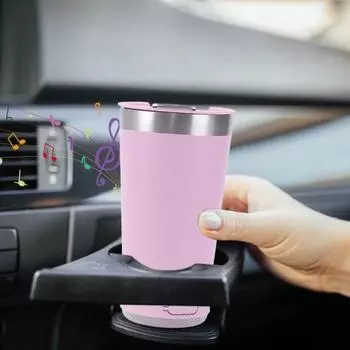 Изолированная чашка из нержавеющей стали с беспроводным динамиком BT, стерео сабвуфер 500 мл оранжевый