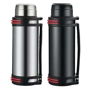 Изолированная чашка на 1500/2500 мл, 100% герметичность, 100% изоляция, большая вместимость, нержавеющая сталь, с ручкой и плечевым ремнем, для путешествий, рыбалки, работы S