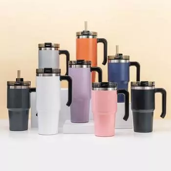 Изолированная чашка на 600/900 мл, большая емкость, герметичная, двухслойная, с ручкой, автомобильный термокофе из нержавеющей стали 900ML фиолетовый