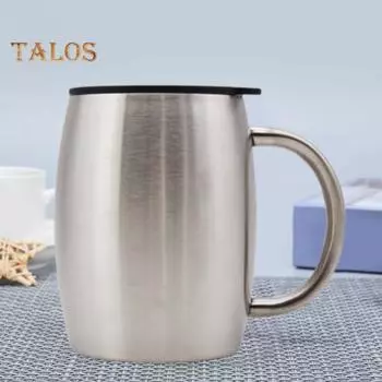 Изолированная чашка с матовой поверхностью, герметичная, 420 мл, полезная, пищевая, для горячих напитков, кофейная чашка большой емкости для бара серебряный