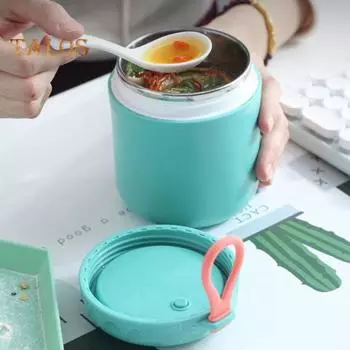 Изолированная герметичная термокружка для супа объемом 430 мл из нержавеющей стали для овсянки, молочной каши, семейного обеда светло-зеленый
