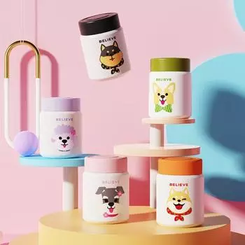 Изолированная грелка с рисунком из мультфильма из нержавеющей стали 316, термос для занятий спортом на открытом воздухе чёрный