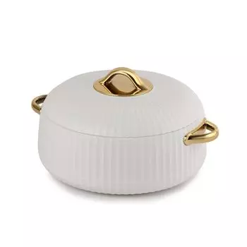 Изолированная кастрюля из нержавеющей стали для хранения и подачи еды Герметичная крышка с поворотным замком Элегантный белый дизайн для кухни или обеденного стола