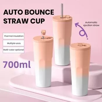 Изолированная кофейная чашка емкостью 700 мл с крышкой 3-в-1, термостакан из нержавеющей стали для горячих и холодных напитков, герметичная дорожная кружка с фиолетовый