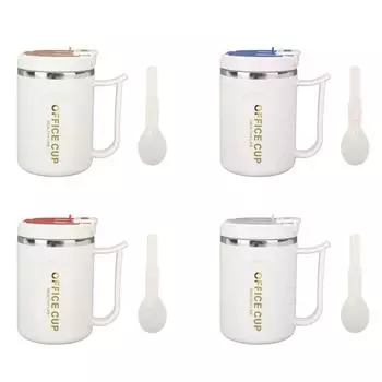 Изолированная кофейная кружка из нержавеющей стали 304, двухслойная кружка с защитой от ожогов и ручкой-совком для крышки Coffee Color