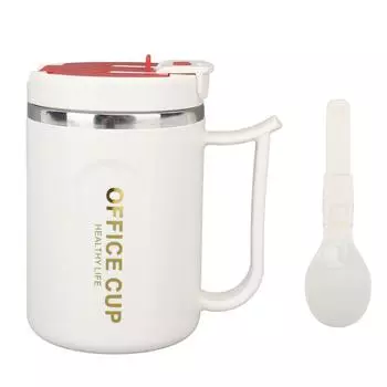 Изолированная кофейная кружка из нержавеющей стали 304, двухслойная, с защитой от ожогов, с ручкой и крышкой-лопаткой, красная L