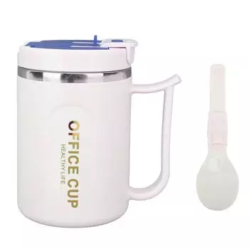 Изолированная кружка для кофе из нержавеющей стали 304, двухслойная, с защитой от ожогов, с ручкой и крышкой-лопаткой, синяя Blue