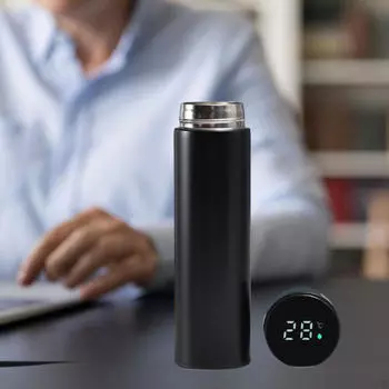 Изолированная кружка для воды, кружка для путешествий, 500 мл, заварник для чая, умная термокружка для автомобиля, походов, дома black