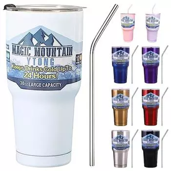 Изолированная кружка на 30 унций, изолированная бутылка для воды из нержавеющей стали, термальная чашка для воды с соломинкой, долговечная для занятий спортом Silver