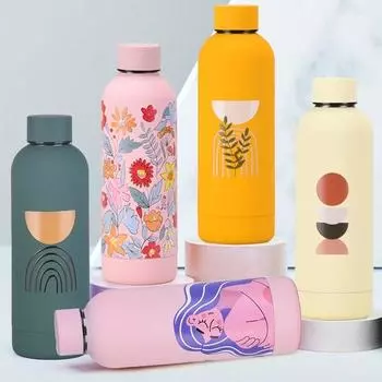 Изолированная кружка Yousheng, 500 мл, термостойкая, герметичная, с абстрактными узорами, теплоизоляция, креативная, абстрактная, чашка для эскизов, ежедневное использование 500ML I