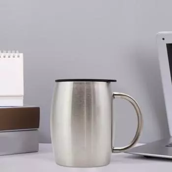 Изолированная кружка Yousheng, прочная, для питья воды, из нержавеющей стали, для сохранения тепла, с поворотным механизмом, большая емкость, пивная кружка для бара серебряный