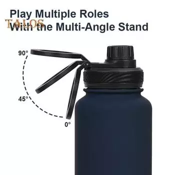 Изолированная крышка 2-в-1 для чашки, герметичная крышка с носиком для бутылки с водой, магнитный держатель для телефона, многофункциональная подставка для телефона, крышка для бутылки чёрный