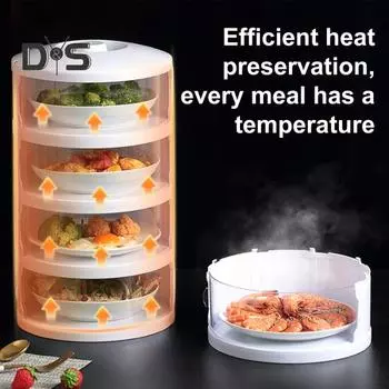 Изолированная крышка для посуды, защита от мух, защита от пыли, многослойное хранение, сохранение тепла, кухонный контейнер для еды, штабелируемый контейнер для пикника на открытом воздухе, барбекю, обеда Triple Layer