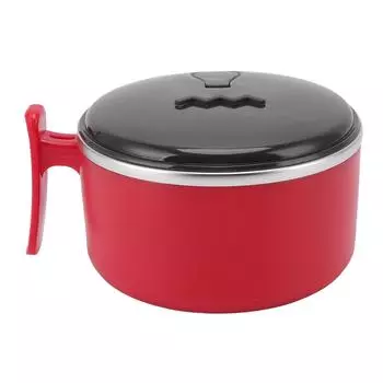 Изолированная миска из нержавеющей стали 304 с крышками, конструкция подставки, полая, двухслойная теплоизоляция, рамэн L красный