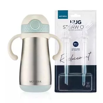 Изолированная соломенная чашка Mother K Hug, 350 мл + 2 сменных блока для соломинок, мятный, 1 комплект