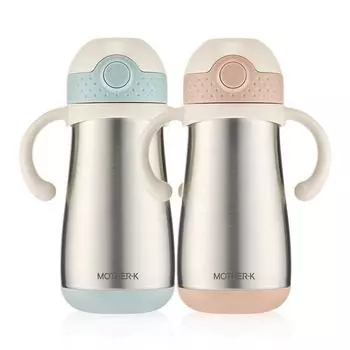 Изолированная соломенная чашка Mother K Hug, 350 мл x набор из 2 предметов, мятный, ванильно-розовый, 1 комплект