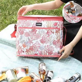 Изолированная сумка большой вместимости, сумка для обеда и пикника на открытом воздухе, розовая сумка с рисунком подводного мира, подходит для кемпинга на открытом воздухе