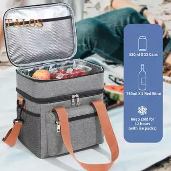 Изолированная сумка для ланча 550 мл, герметичная сумка-холодильник с сетчатыми карманами, термоконтейнер для еды на работе, в школе, на пикнике темно-синий