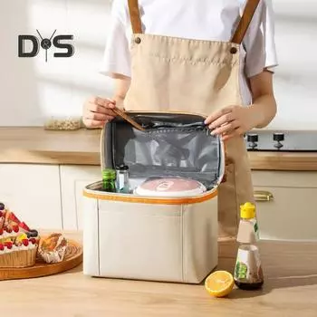 Изолированная сумка для ланча для взрослых, легкая нейлоновая водонепроницаемая коробка для ланча со съемным регулируемым ремешком, многоразовая термосумка для пикников на работе S серый