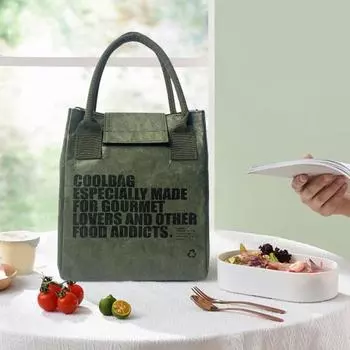 Изолированная сумка для ланча с ручкой, большая вместимость, водонепроницаемая портативная термосумка для ланча, многоразовая сумка для отдыха на гриле зелёный
