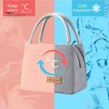 Изолированная сумка для ланча с ручкой, застежкой-молнией, не содержащая бисфенол-А, водонепроницаемая, многоразовая, вместительная сумка для ланча, сумка-контейнер для ланча чёрный