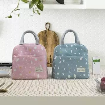 Изолированная сумка для обеда Большая вместимость Водонепроницаемая подкладка из фольги Дождевой принт Несколько карманов Герметичная застежка-молния Портативная многоразовая работа Пикник Путешествие серый