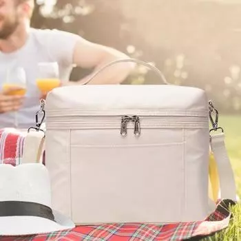Изолированная сумка для обеда для взрослых, легкая нейлоновая водонепроницаемая коробка для обеда со съемным бежевый