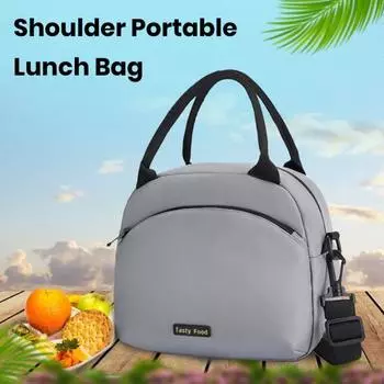 Изолированная сумка для обеда с большим вместительным передним карманом, прочная ткань Оксфорд, гладкая сумка на молнии, сумка Bento, товары для дома чёрный