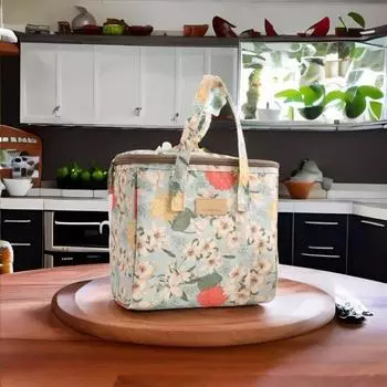 Изолированная сумка для пикника с ручкой, молния сверху, многоразовая холщовая сумка, многофункциональная сумка-холодильник, сумка-холодильник для пикника, пешего туризма, еды, термоизолированная сумка для улицы зелёный