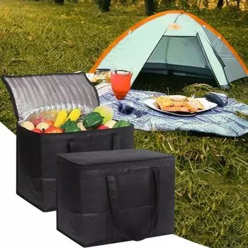 Изолированная сумка для покупок для продуктов, контейнер для бенто с ручкой, застежкой-молнией, большая вместительная термоизоляционная сумка L